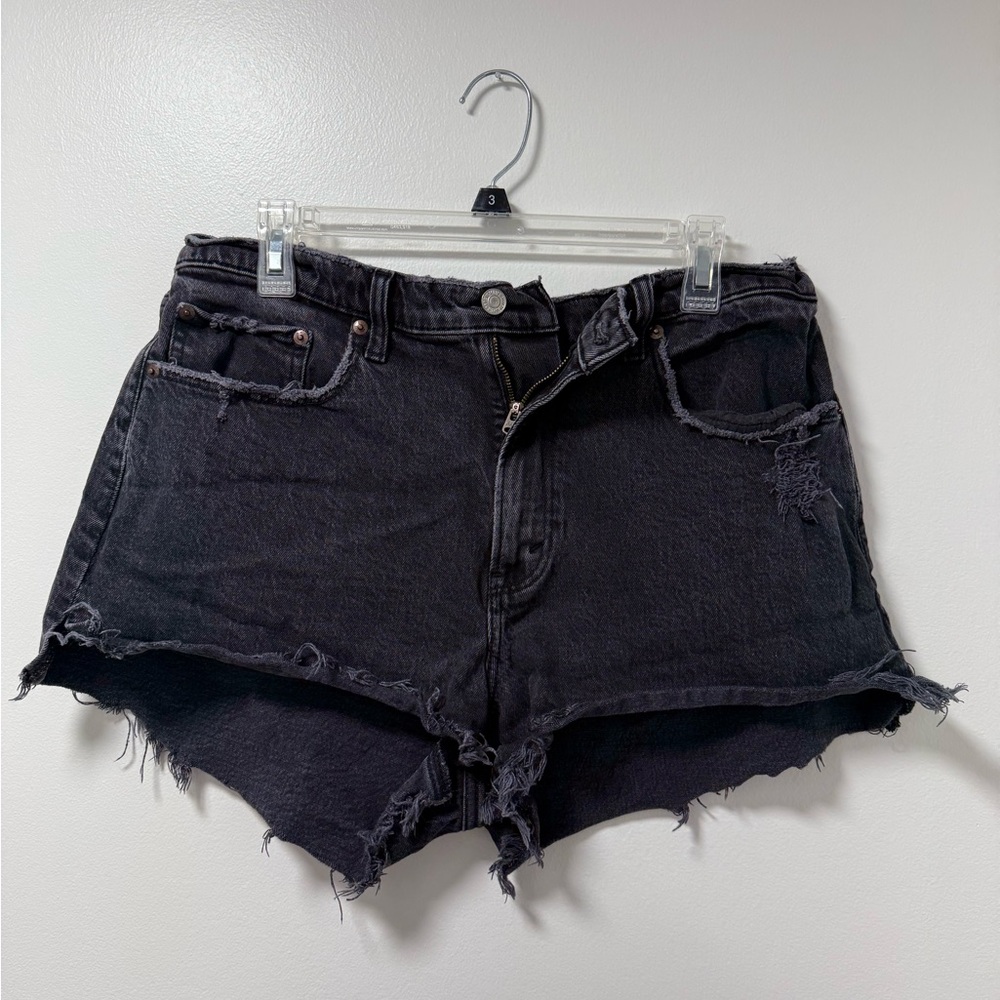 Abercrombie & Fitch Black Jean Shorts / Mom Short High Rise / Curve Love / Sz 14